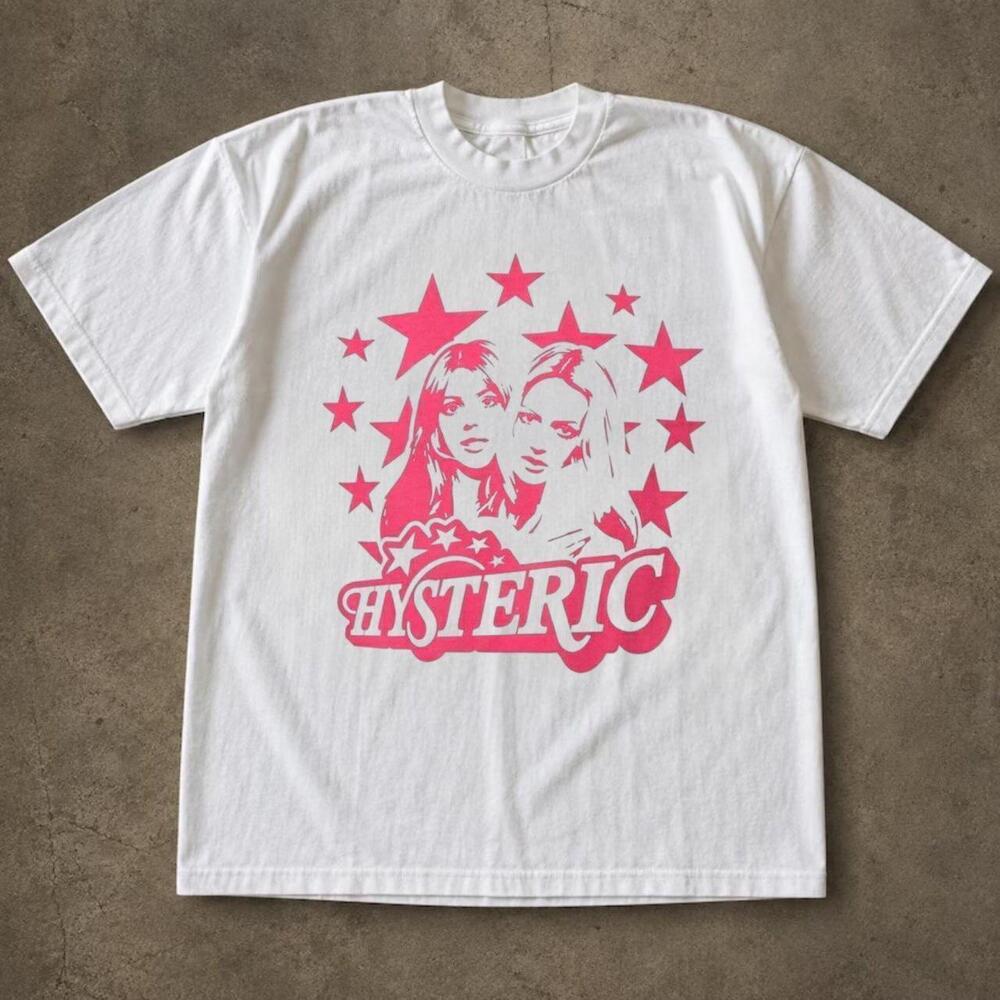 Hysteric Glamour Stars Hot Pink Girls Vintage Graphic T-Shirt